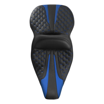 Black Blue Driver Passenger Seat for Harley Electra Glide (1997-2007)