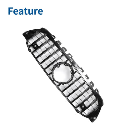 Front Upper Bumper Grille for Mercedes-Benz (No Hole, Black)