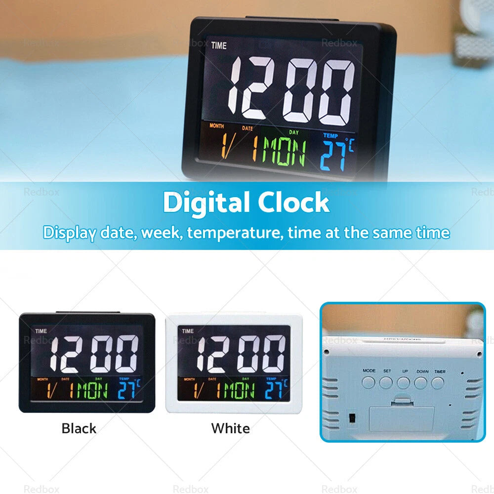 Large Jumbo LED Wall Desk Clock with Calendar & Temperature for Home AU