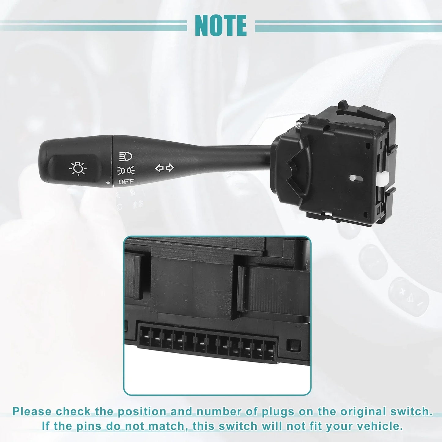 Turn Signal Switch for Chrysler Sebring, Dodge Stratus, Black (2001-2006)