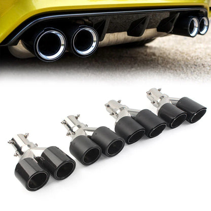 Stainless Steel Carbon Muffler Tip 89mm Outlet for Universal Car Exhaust