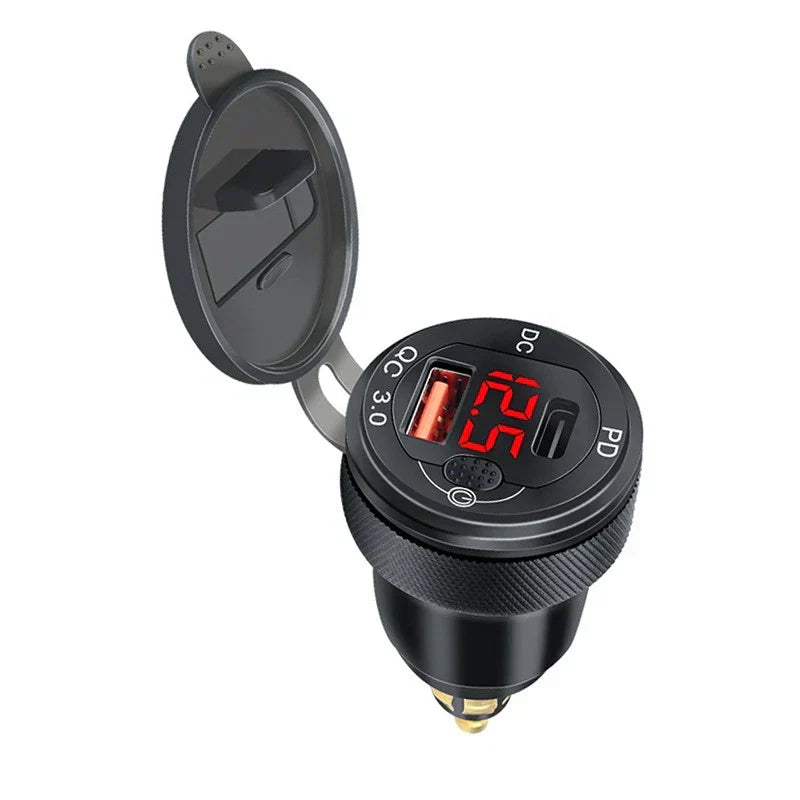 Type-C Dual USB Charger with Voltmeter for BMW Motorrad (2013-2023)