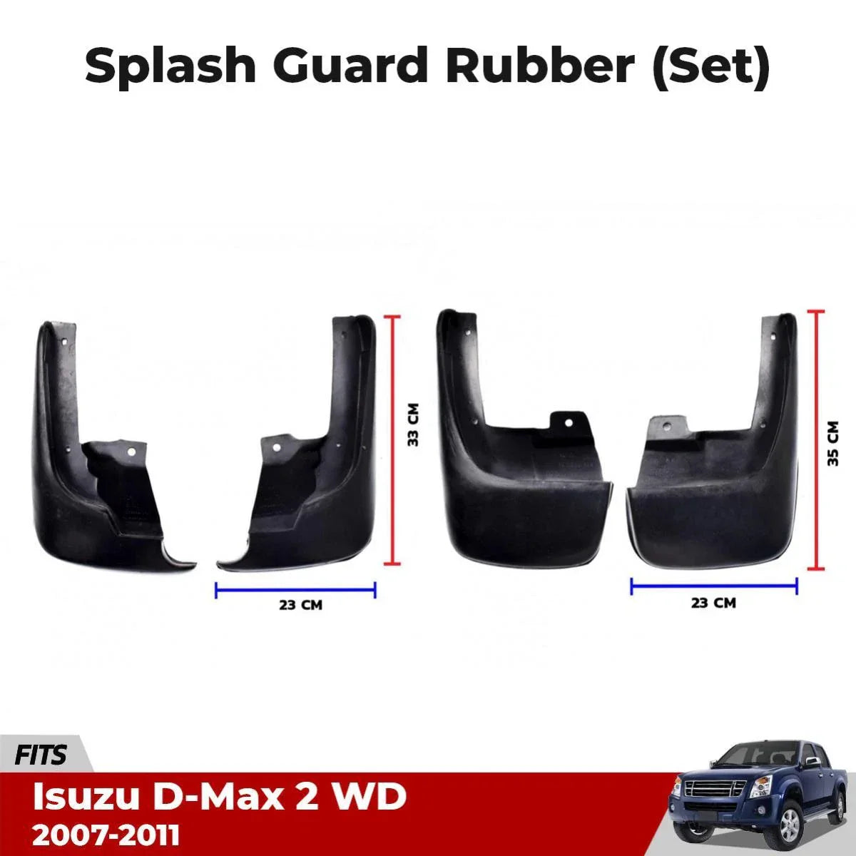 Splash Mudguard Rubber Mud Flaps Set Fits Isuzu D-Max 2WD Ute Truck 2007-11 D06