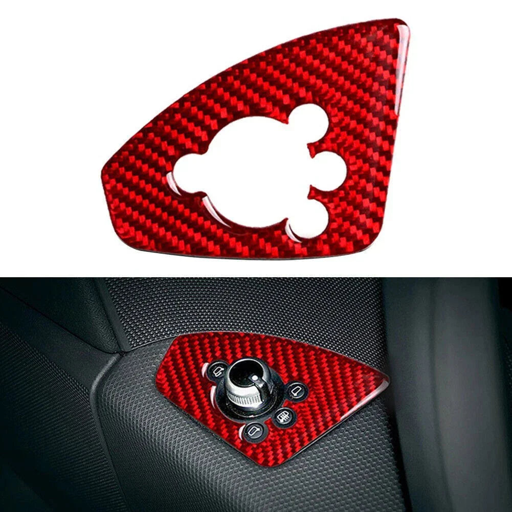 Red Carbon Fiber Door Lock Button Cover Trim for Audi TT TTRS (2008-2014)