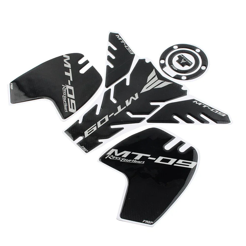 3D Carbon Fiber Tank Pad Traction Decal for Yamaha MT-09 (2014-2023)