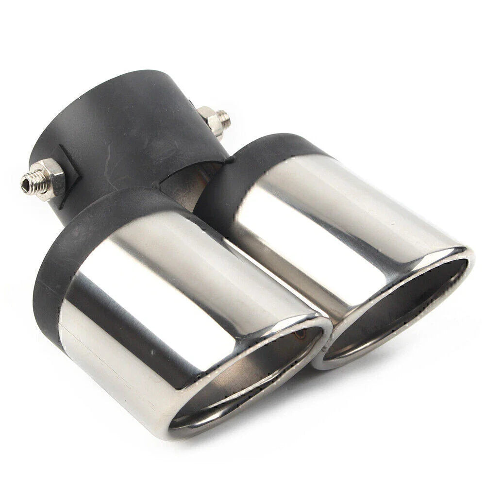 Dual Stainless Steel Rear Exhaust Pipe Tail Muffler Tip for Universal Vehicles