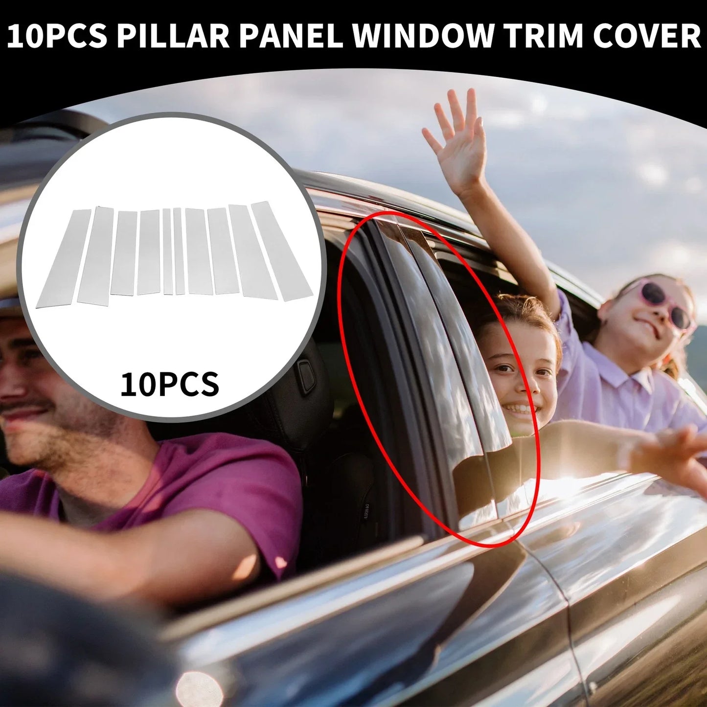 10 x Car Pillar Window Trim Covers for Mercedes Benz GL-Class Chrome Silver Tone