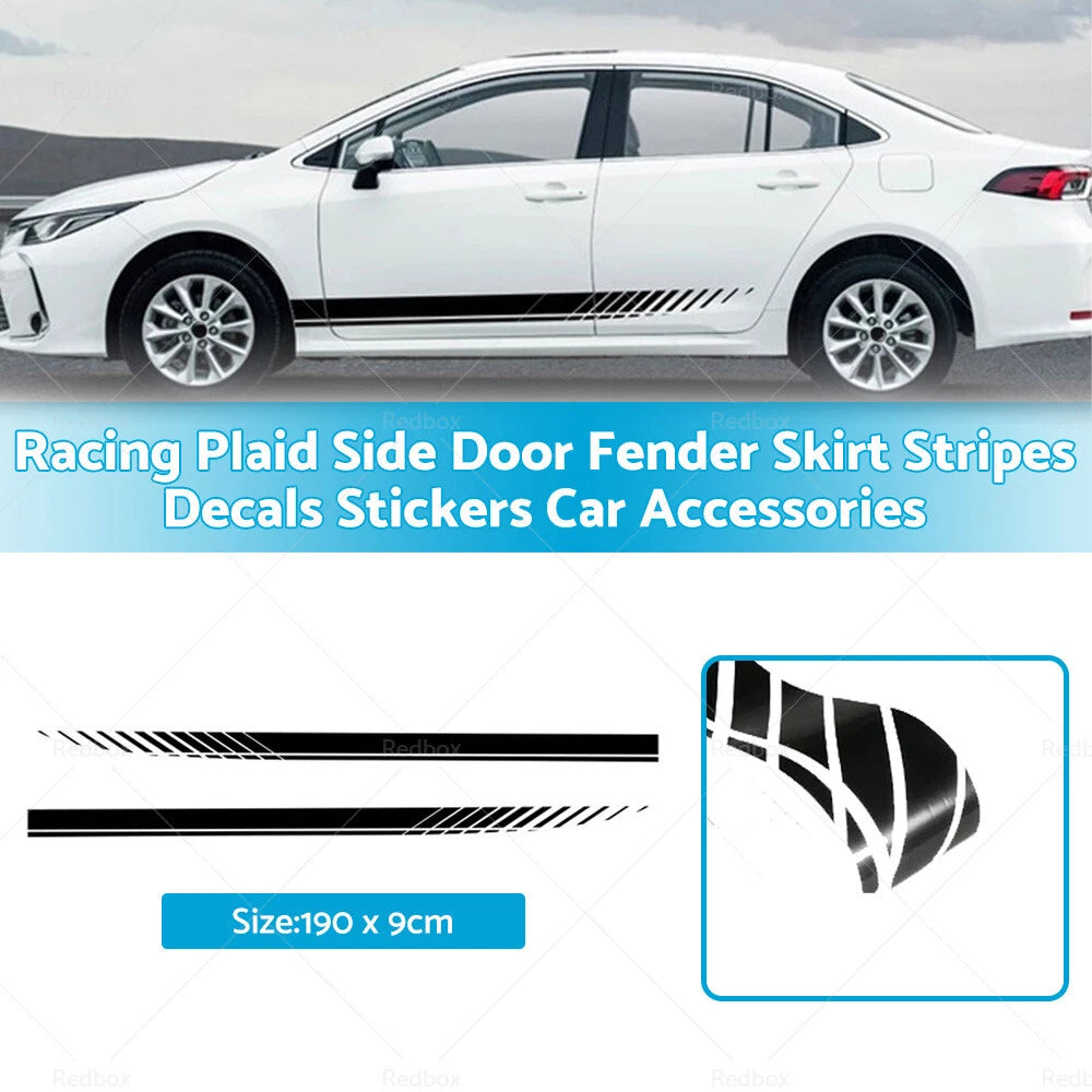 Racing Plaid Side Door Fender Skirt Stripes Decals for Car Accessories