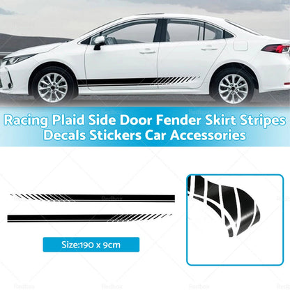 Racing Plaid Side Door Fender Skirt Stripes Decals for Car Accessories