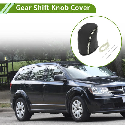 Car Gear Shift Knob Cover for Dodge Journey 2011-2020 Beige Faux Leather