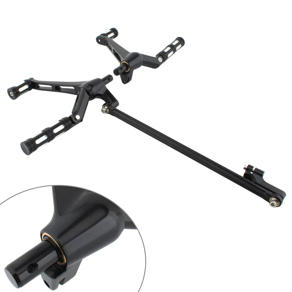 Black Driver Footrest Pedal Bracket Set for Harley Night Rod VRSC Special (07-17)