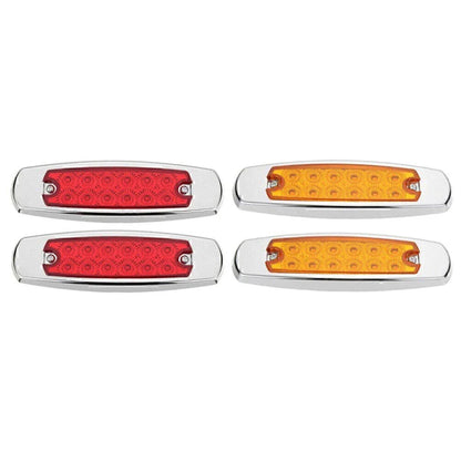 4pcs 12LED Sealed Side Marker Clearance Lights for Trailer - 2x Red + 2x Amber