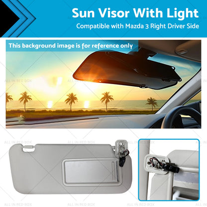 Sun Visor with Light Right Driver Side for Mazda 3 (2010-2013)