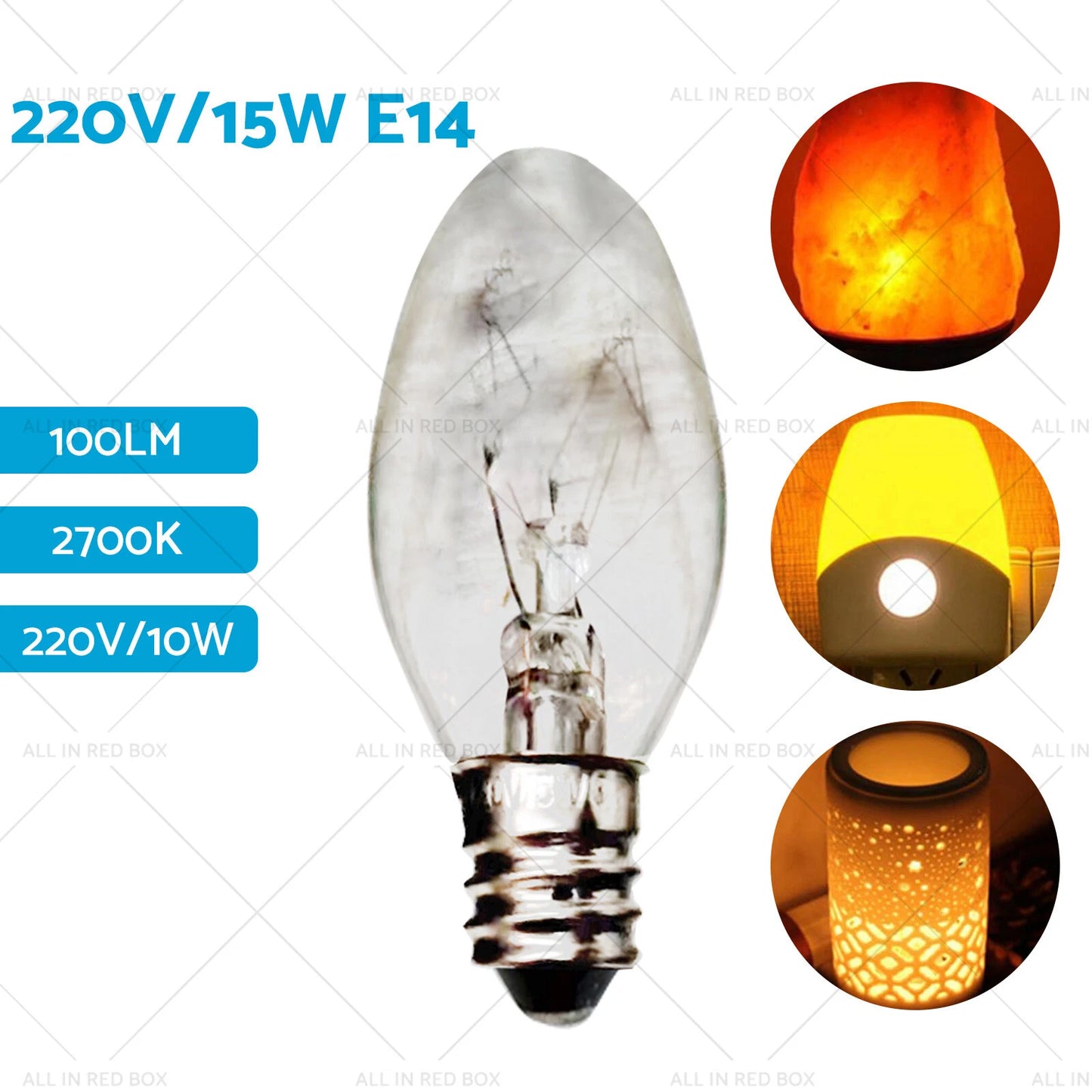 8 x 7W/10W E12/E14 Clear Night Light Bulbs for Home (240V)