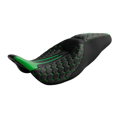Black Green Driver Passenger Seat for Harley Touring Street Road Glide (09-23)
