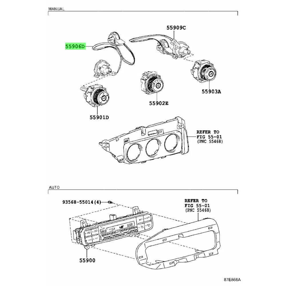 Heater Button Switch Control Cable for Toyota RAV4, Hilux (2001-2023)