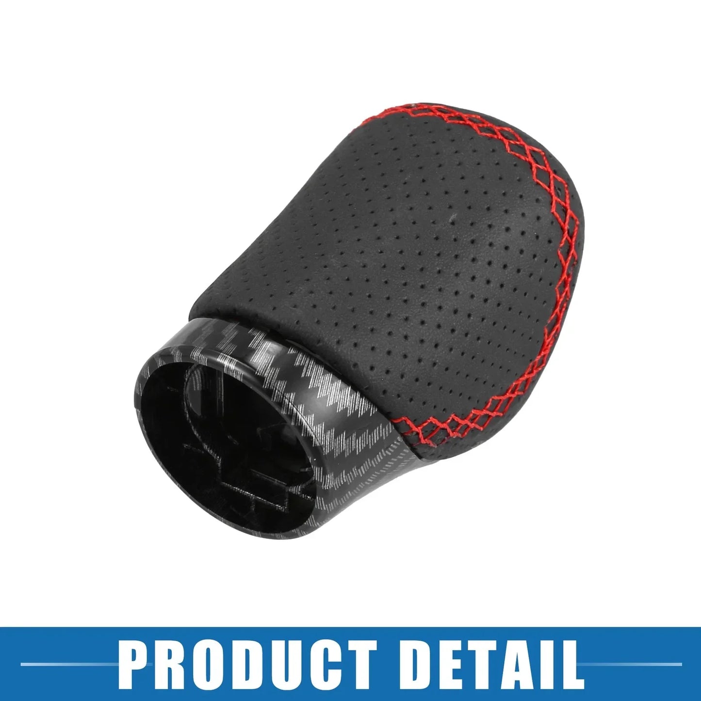 Carbon Fiber Gear Shift Knob for Lexus - Faux Leather with Red Thread