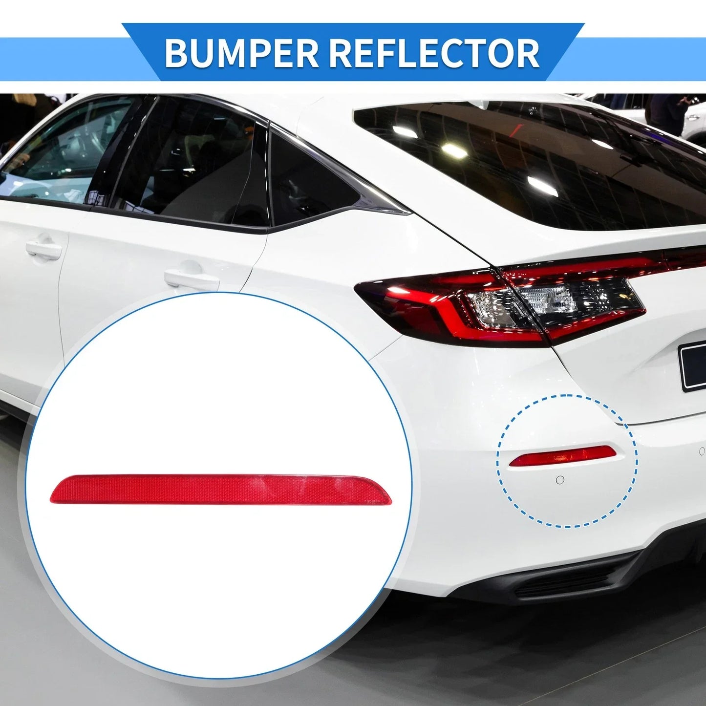 Rear Left Bumper Reflector for Honda Civic 2022-2023 Red