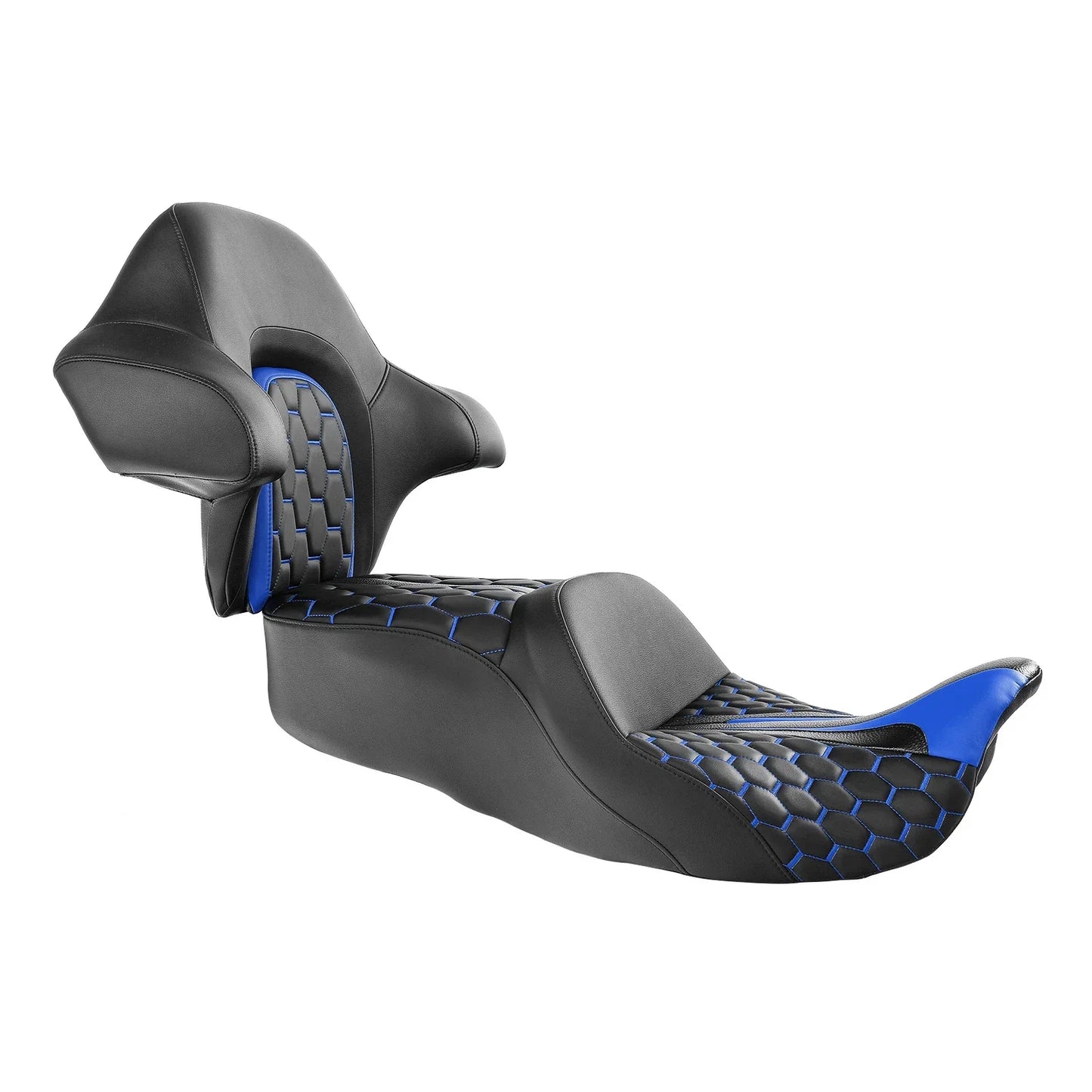 Black Blue Driver Passenger Seat & Backrest for Harley Street Glide (2014-2023)