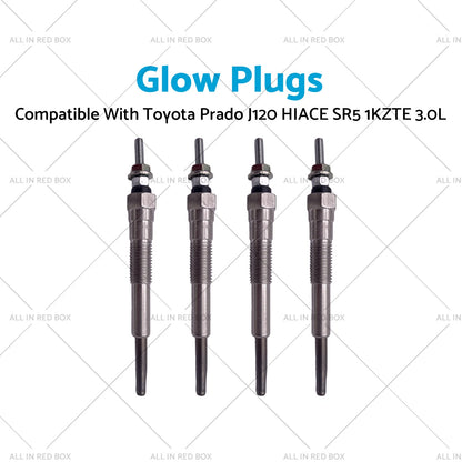 4 Pcs Glow Plugs for Toyota Prado J120, HIACE SR5 1KZTE 3.0L (2003-2009)