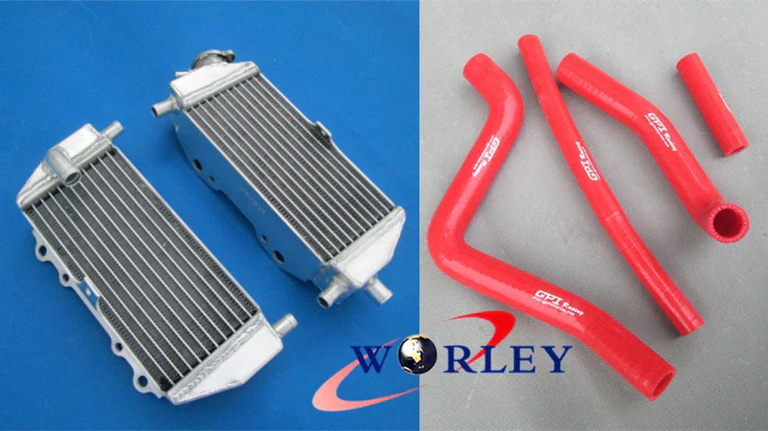 Aluminum Radiator & Silicone Hose for Kawasaki KX125 KX 125 (1999-2002)
