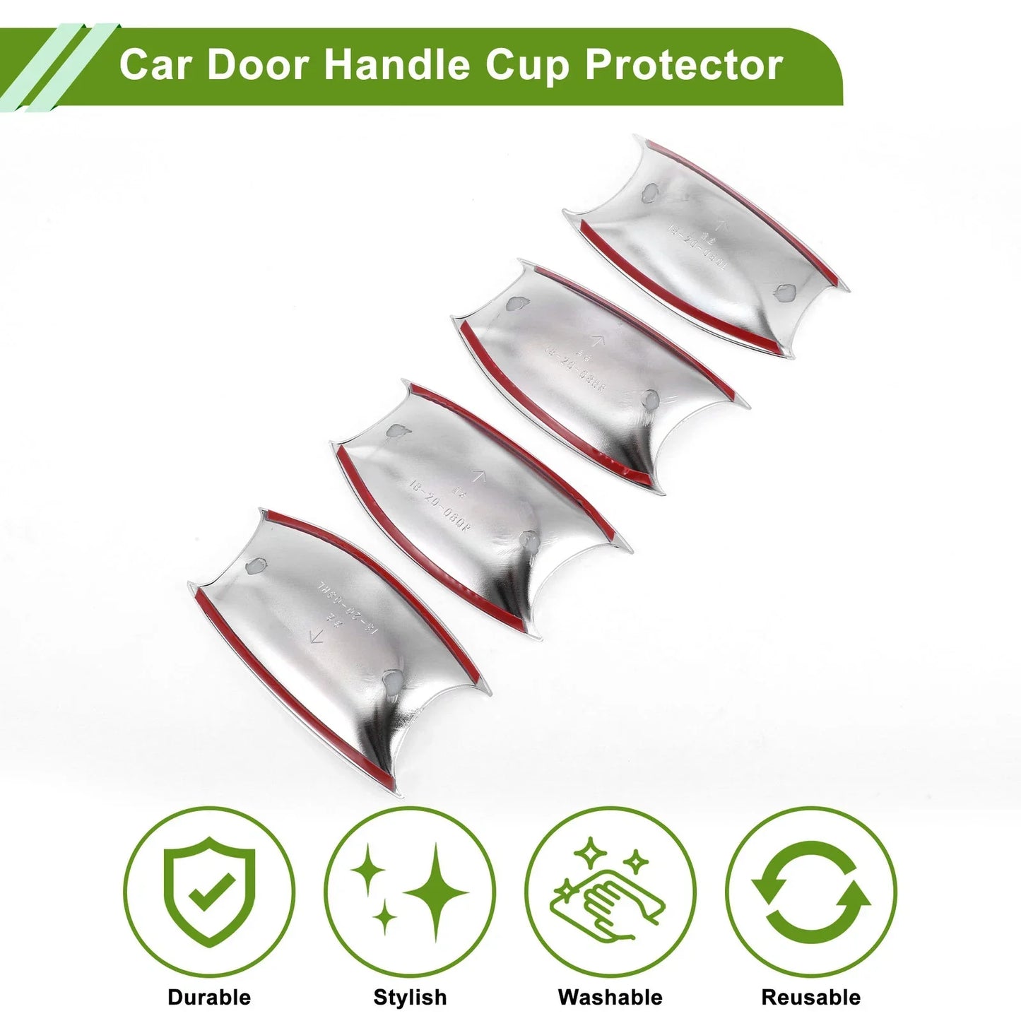 Car Door Handle Cup Protector for Hyundai Fiesta Chrome Silver Tone 4 x Pcs