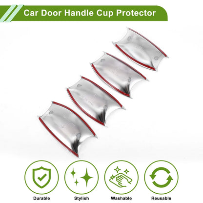Car Door Handle Cup Protector for Hyundai Fiesta Chrome Silver Tone 4 x Pcs