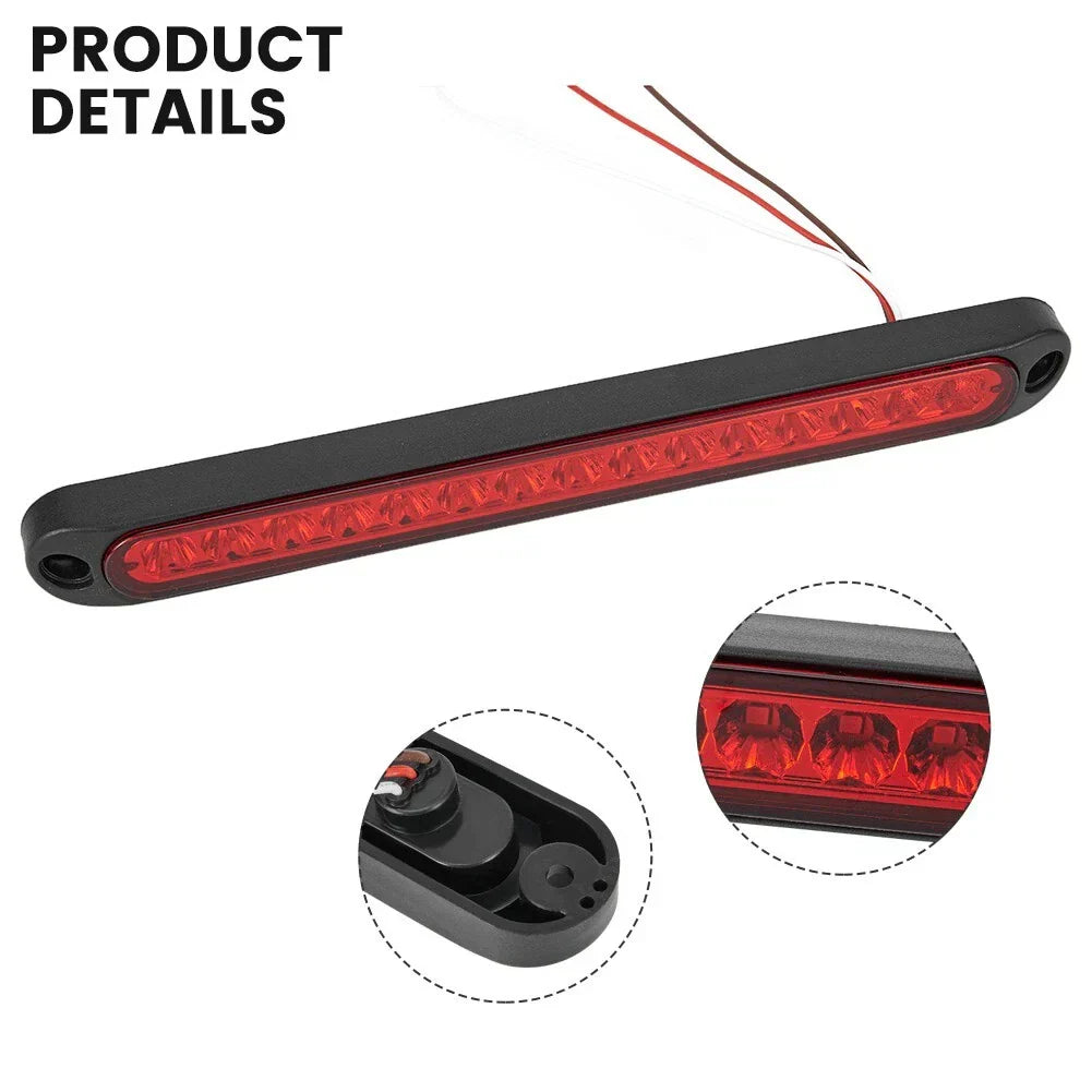 15LED Red Sealed Truck Trailer Strip Brake Tail Light Bar