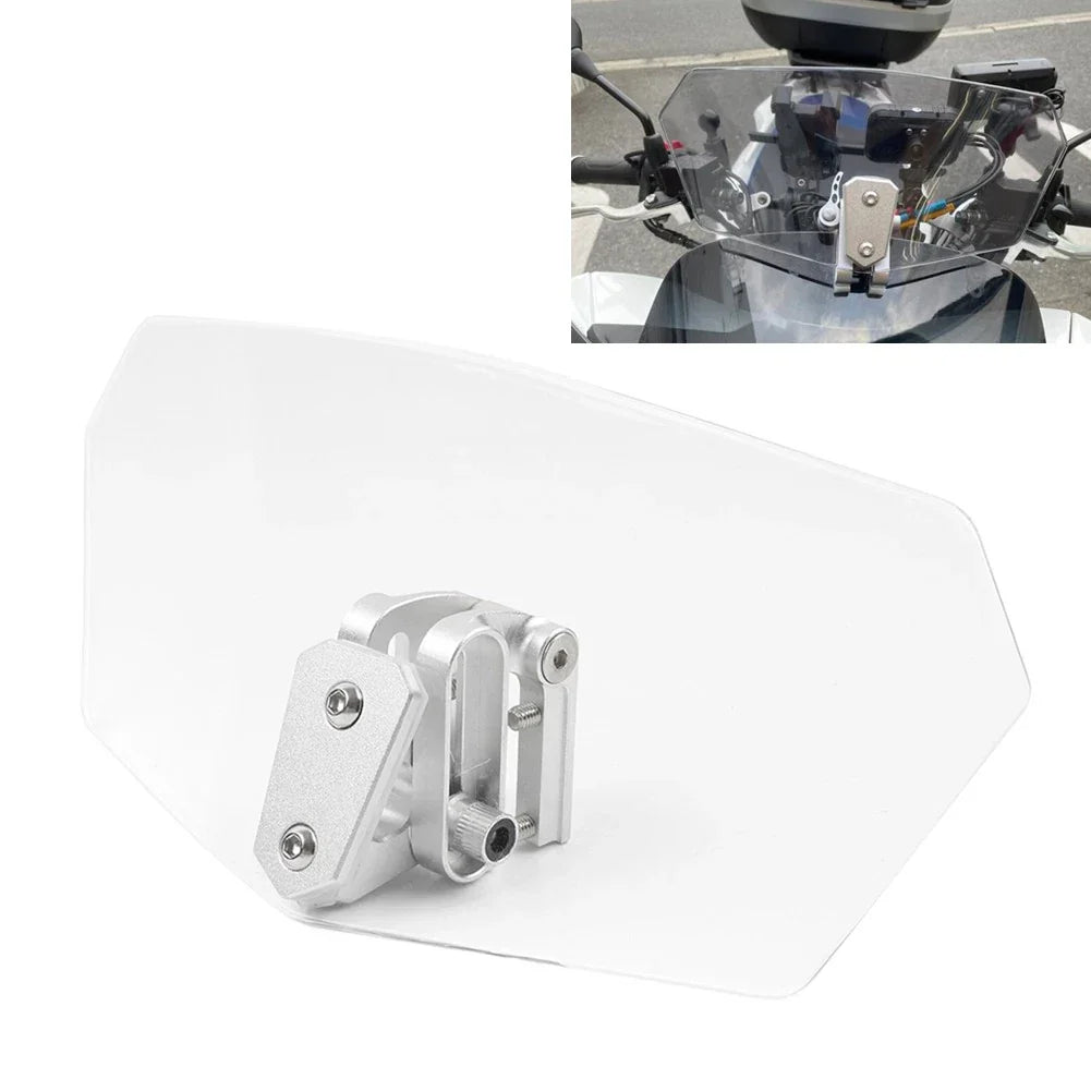 Clear & Chrome Adjustable Clip-On Windshield Air Deflector for Car