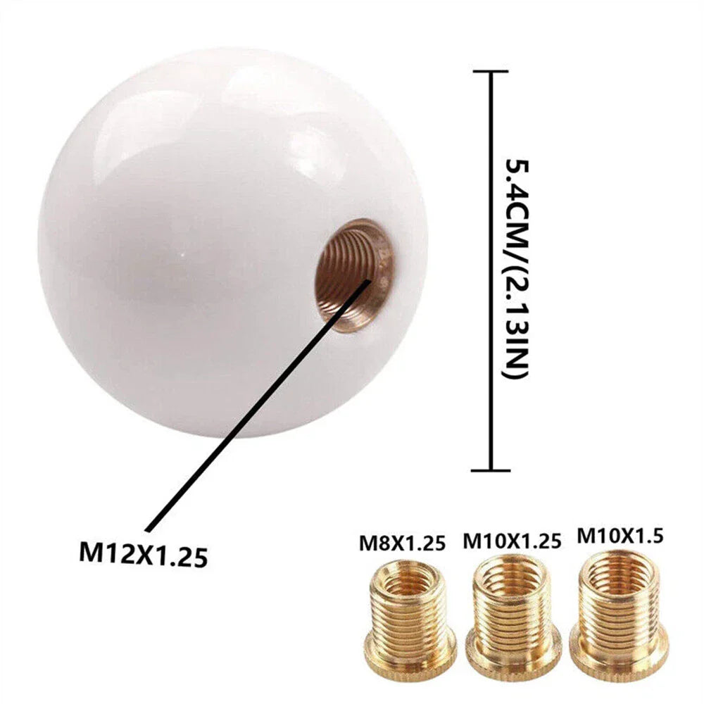 White Acrylic Round Ball Gear Shifter Knob for Manual Transmission Car