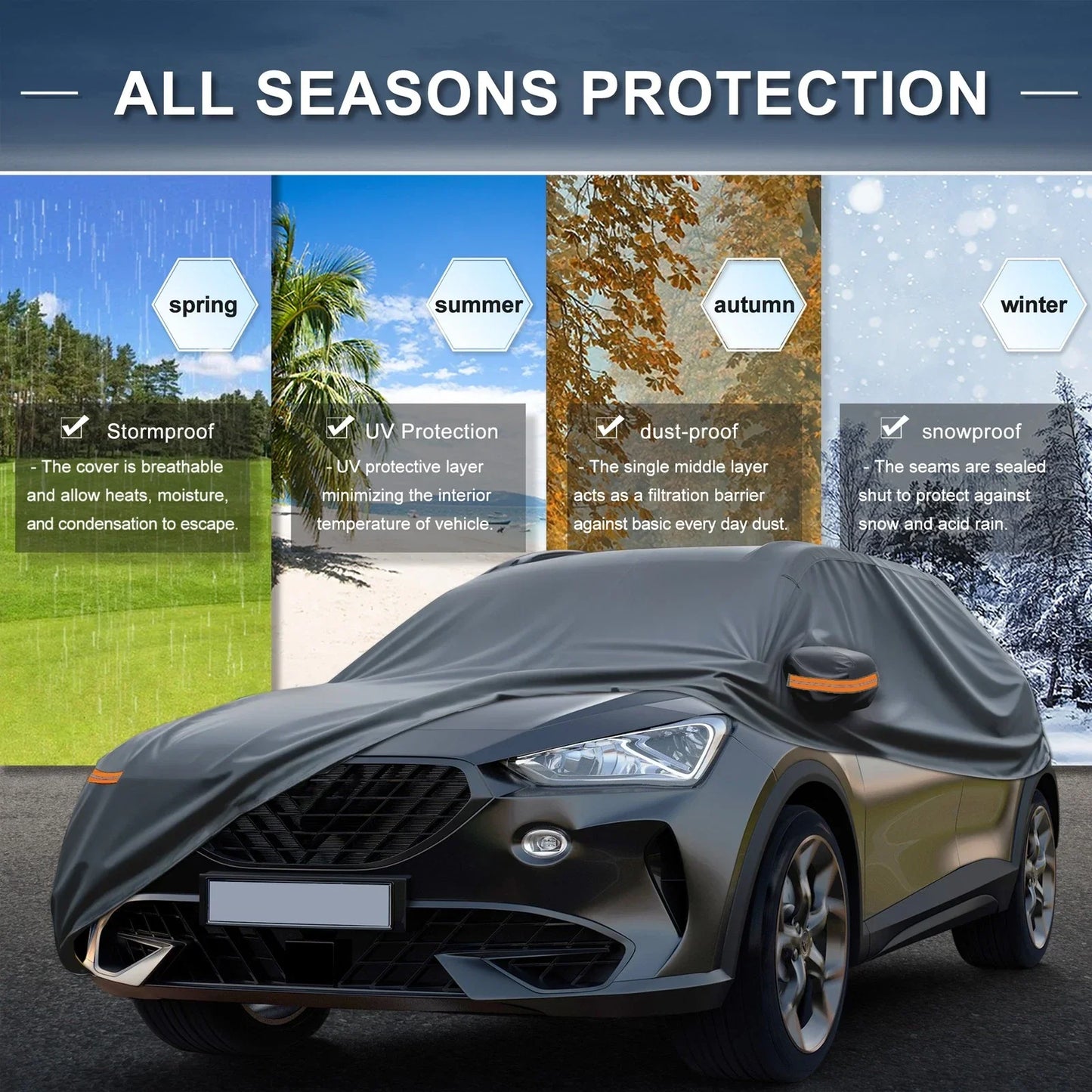 Waterproof Car Cover with Driver Door Zipper for Hyundai Tucson (2016-2023)