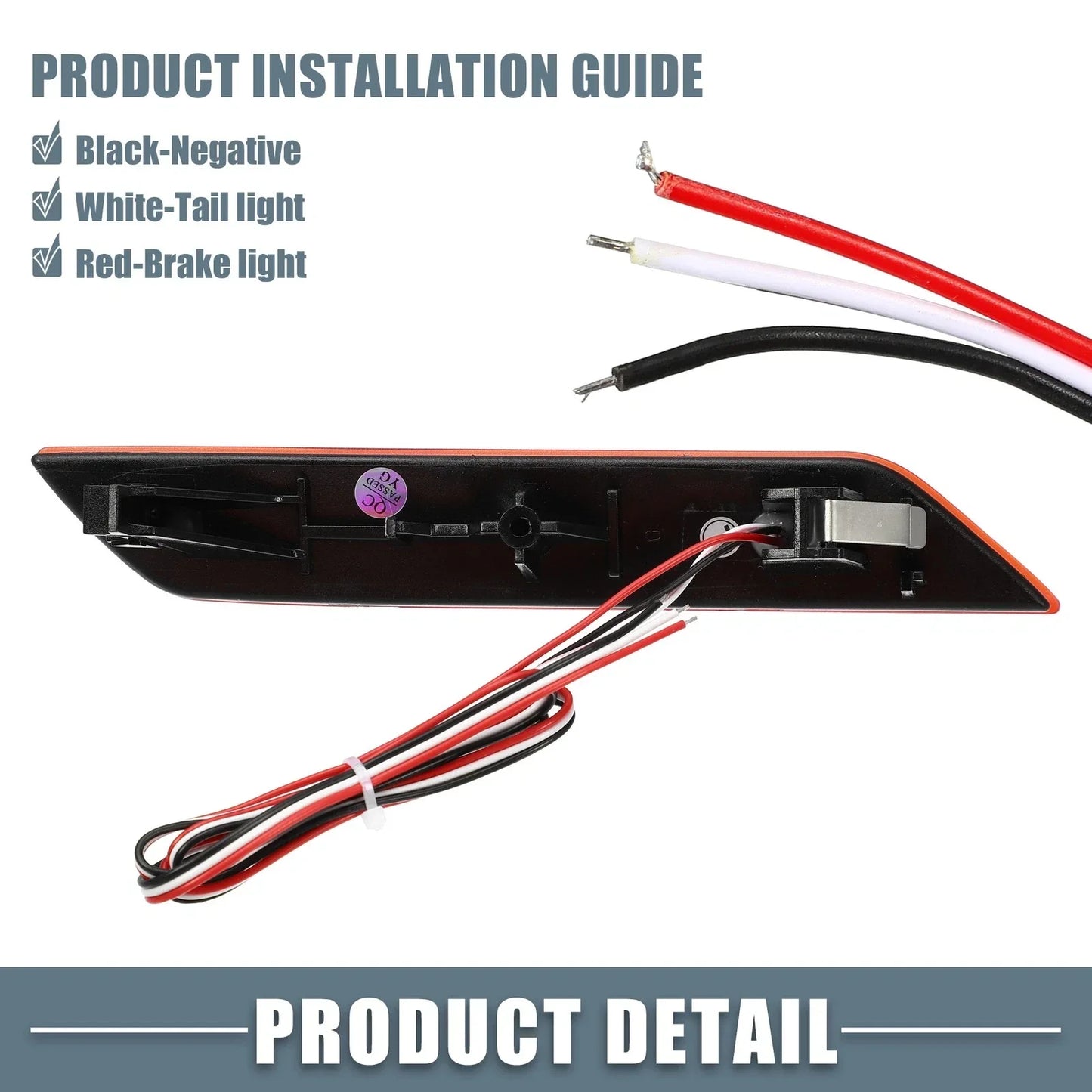 Rear Bumper LED Reflector Brake Tail Light Red Lens for Honda Civic Sedan (13-15)