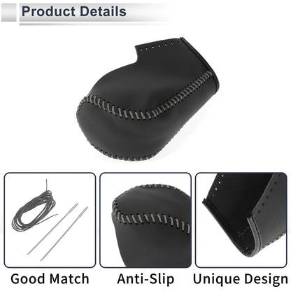 Gear Shift Knob Cover for BMW 3 Series (2004-2012) Black Grey Faux Leather