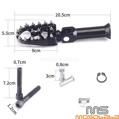 Black Wide Fat Foot Pegs Footrest w/ Bracket for Harley Softail (2018-2023)