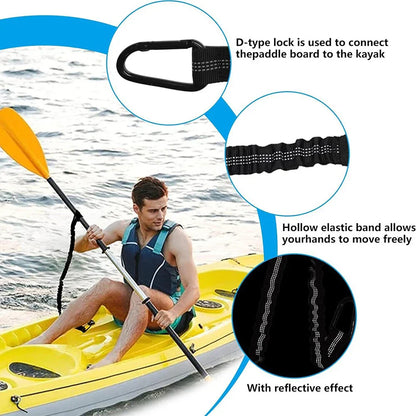 Kayak Paddle Leash with Carabiner Lanyard 1m Black