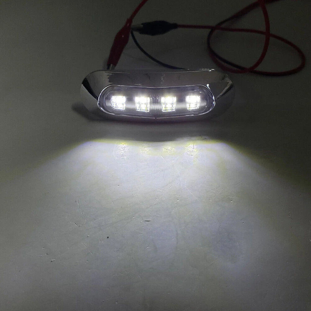 4 x LED White Side Clearance Marker Lights for Car Truck Trailer Pickup 12V