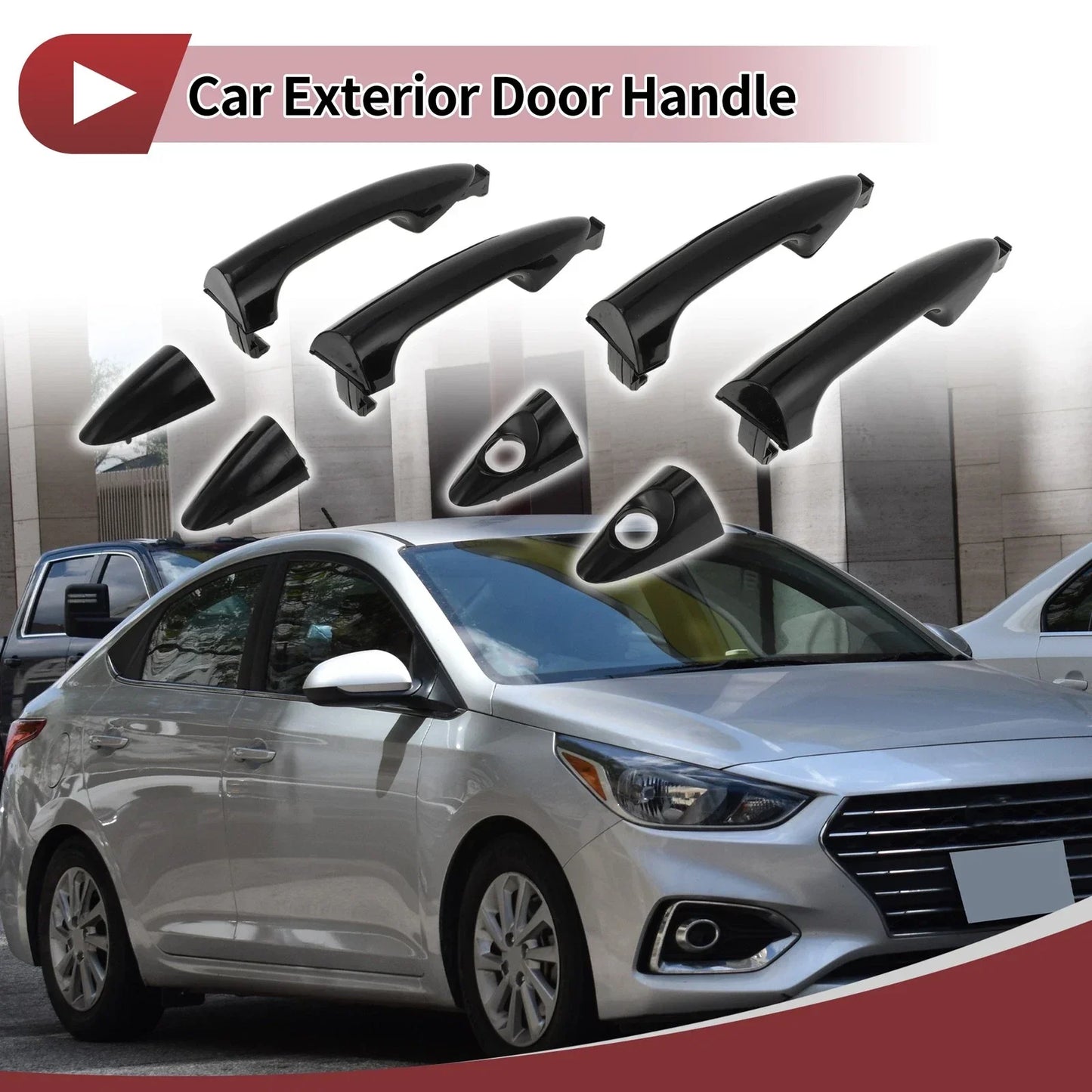 Car Exterior Door Handles Grip for Hyundai Accent (2012-2017) Black 2 x