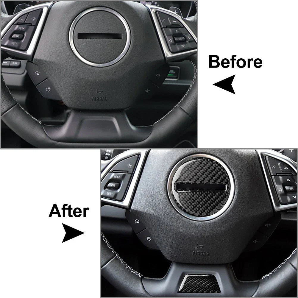 Carbon Fiber Steering Wheel Cover Trim for Chevrolet Camaro (2016-2021)