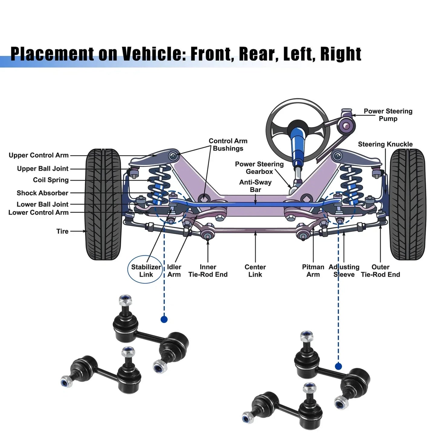 4 Pcs Sway Bar Link Kit for Honda Civic (2006-2011)