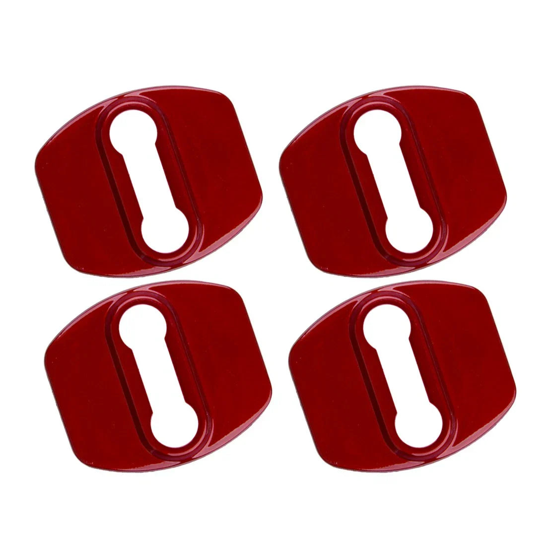 4 x Red Stainless Steel Door Lock Buckle Covers for Hyundai Kia
