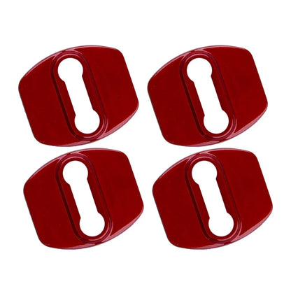 4 x Red Stainless Steel Door Lock Buckle Covers for Hyundai Kia