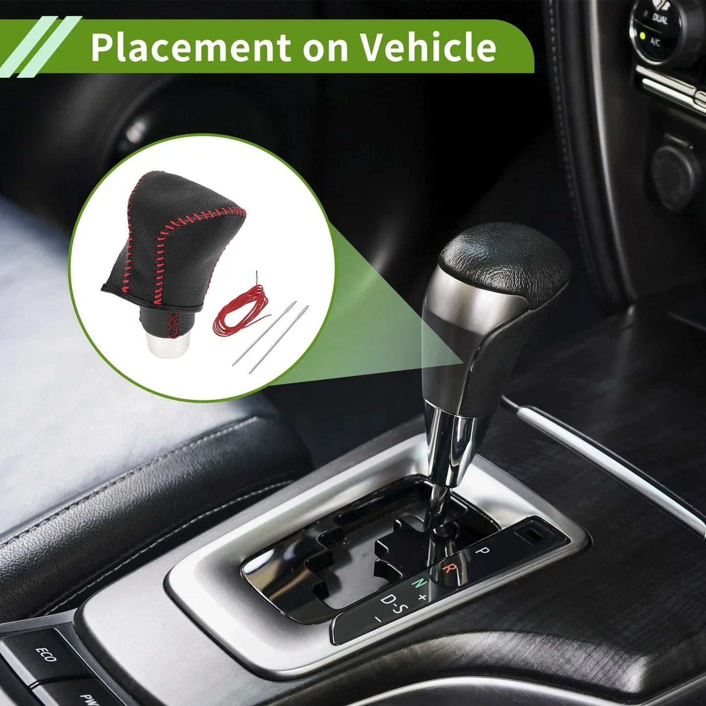 Car Gear Shift Knob Cover for Lexus ES300h 2018-2023 Pebbled Black Red