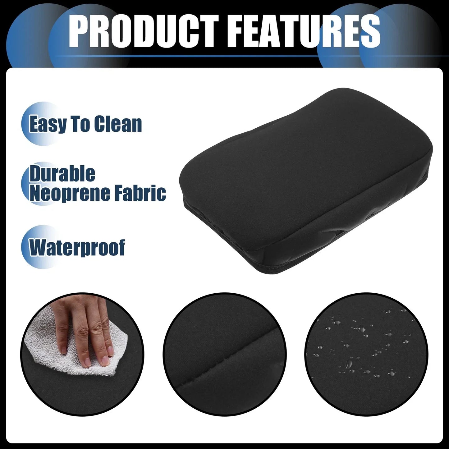 Armrest Protector Cover Pad for Hyundai Kona 2018-2023 Neoprene Black