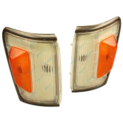 Grey Trim Corner Indicator Park Lights Pair for Toyota Hilux 1988-1991