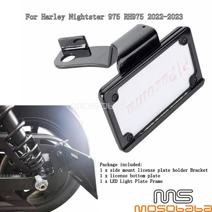 Side Mount License Plate Bracket w/ LED Lights for Harley Nightster (2022-2023)