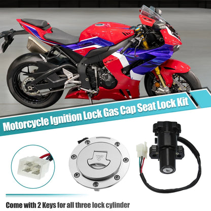 Ignition Switch, Fuel Gas Cap, Seat Lock w/ Key for Honda CBR600F4i (2001-2006)