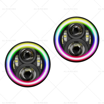 7" RGB Halo LED Headlights Projector Hi/Lo Beam for Jeep GQ