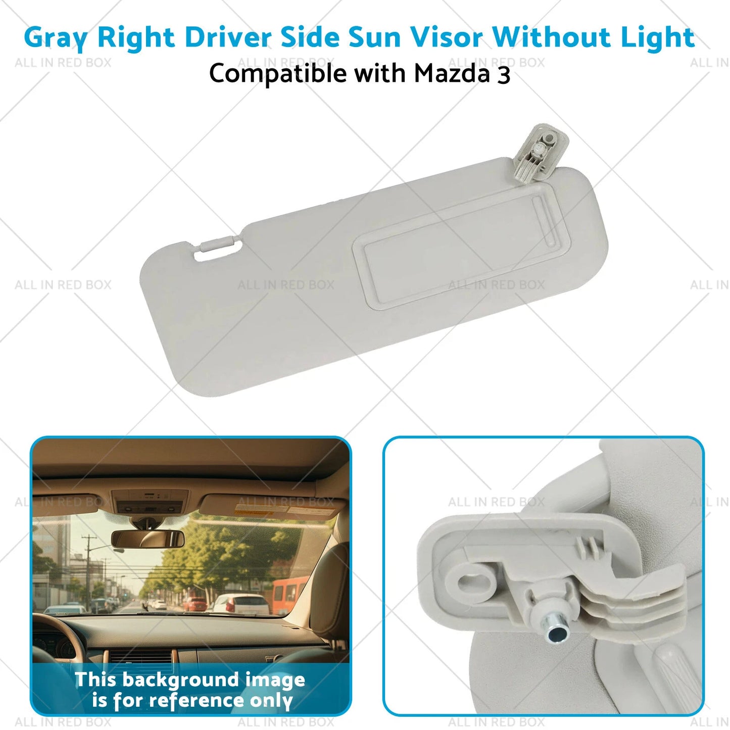 Gray Right Driver Side Sun Visor for Mazda 3 (2010-2013)