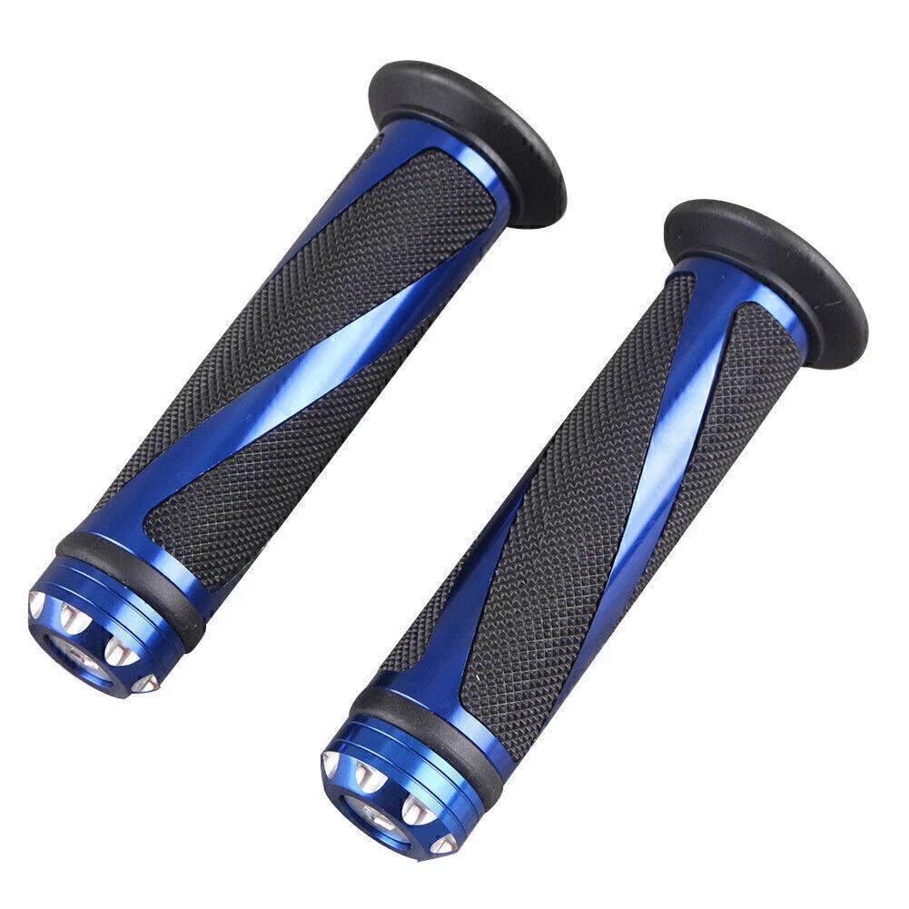 7/8" Gel Rubber Hand Grips for Motorcycle Handle Bars Black & Blue