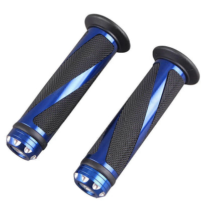 7/8" Gel Rubber Hand Grips for Motorcycle Handle Bars Black & Blue